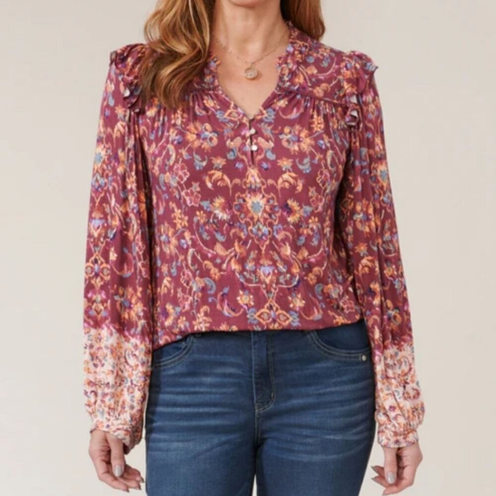 DEMOCRACY Floral Peasant Blouse - Picture 10 of 11